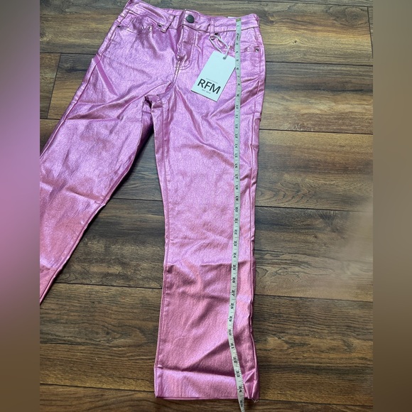 NWT Royalty For Me Pink Metallic MiniBoot cut Jeans Size S - Picture 5 of 7
